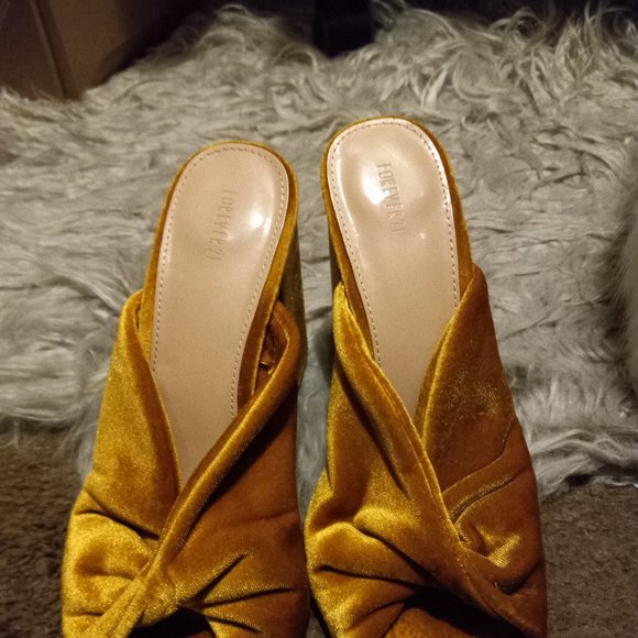 Forever 21 Shoes - Sunkiss Amber Velour Mules